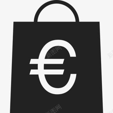 购物袋上的欧元符号商业钱袋2图标图标
