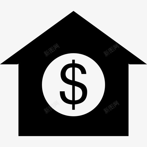 房子建筑物货币上的美元符号图标svg_新图网 https://ixintu.com 建筑物 房子 货币上的美元符号