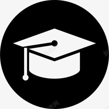 毕业帽圆形按钮社交facebook包图标图标