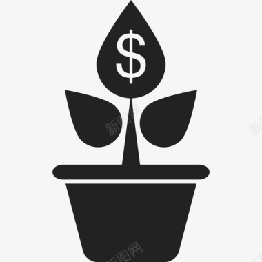 在植物上生长的美元商业金钱包2图标图标