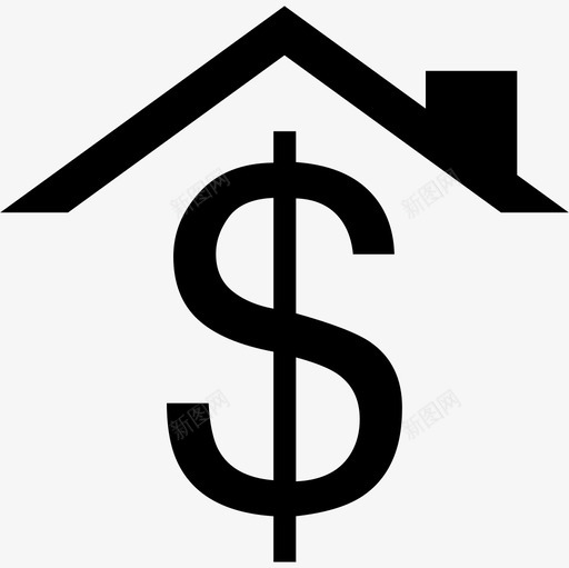 屋顶下的美元标志商业货币图标svg_新图网 https://ixintu.com 商业 屋顶下的美元标志 货币