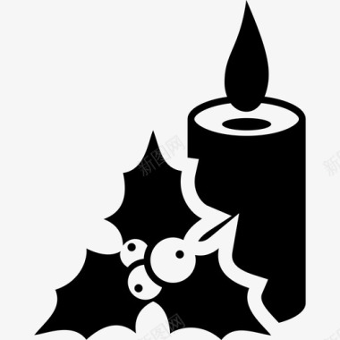 圣诞蜡烛和槲寄生图标图标
