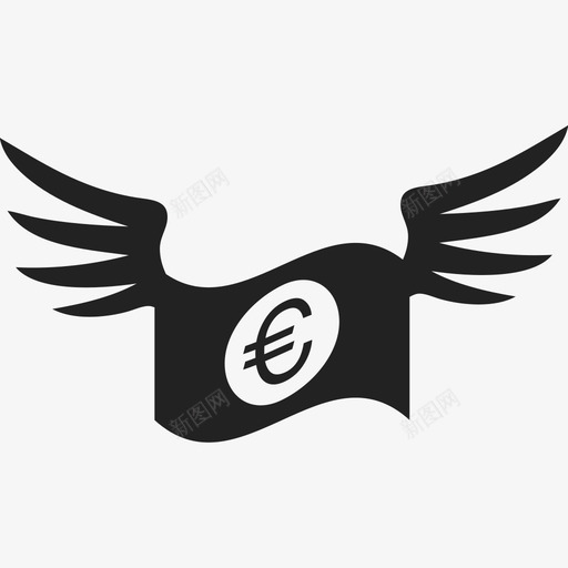 带翅膀的欧元钞票商业货币包2图标svg_新图网 https://ixintu.com 商业 带翅膀的欧元钞票 货币包2