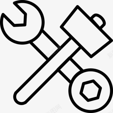 十字锤和双头扳手工具和器具自己动手图标图标