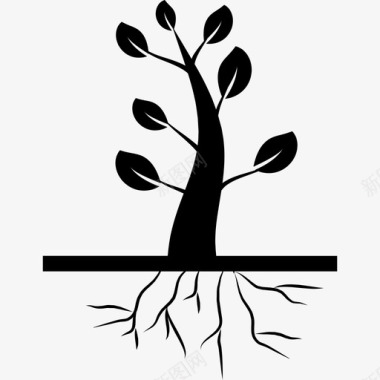 树与根自然生态学图标图标