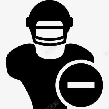 带头盔和负号的橄榄球运动员体育图标图标