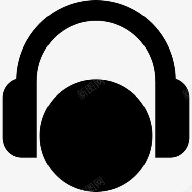 带耳机音乐音乐和声音的圆形头1图标图标