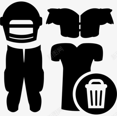 带有洗衣篮标志的橄榄球服装设备运动型图标图标