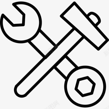 双面扳手和十字锤工具和器具自己动手图标图标