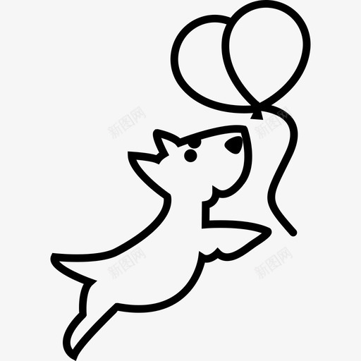追逐气球动物的狗轮廓图标svg_新图网 https://ixintu.com 动物的狗轮廓 追逐气球