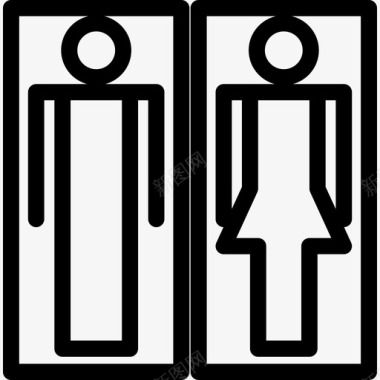 男女浴场用女人和男人的轮廓形状人物博物馆的信号图标图标