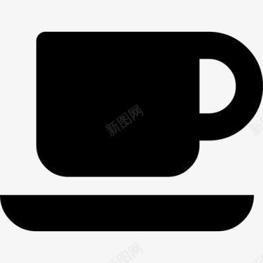 咖啡杯盘上黑色轮廓字体真棒填充图标图标