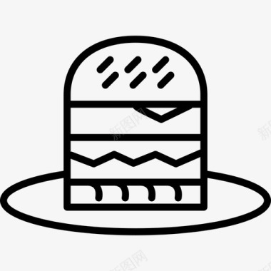 盘子上的汉堡卡通轮廓食物图标图标