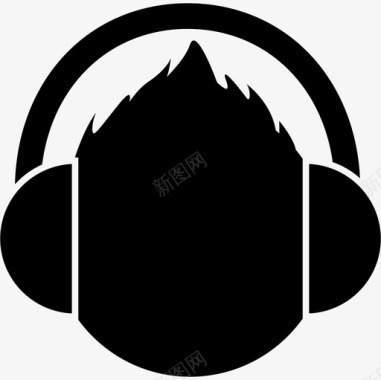 男性头戴耳机音乐音乐和声音1图标图标