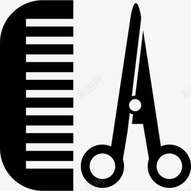 梳子和剪刀的头发工具和用具时尚的图标图标