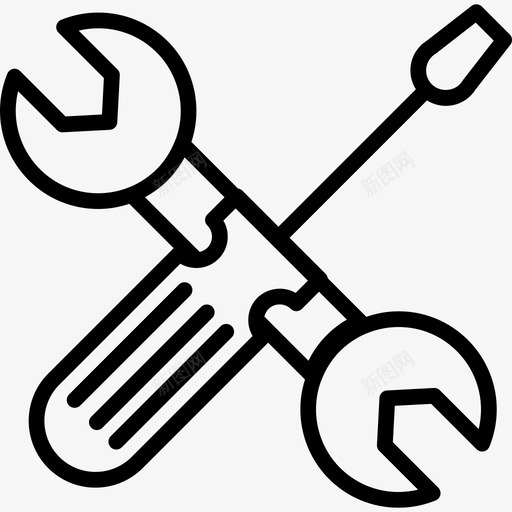 扳手和十字螺丝刀工具和用具自己动手图标svg_新图网 https://ixintu.com 工具和用具 扳手和十字螺丝刀 自己动手