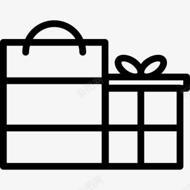 纸袋提纲和礼品盒商业图标图标