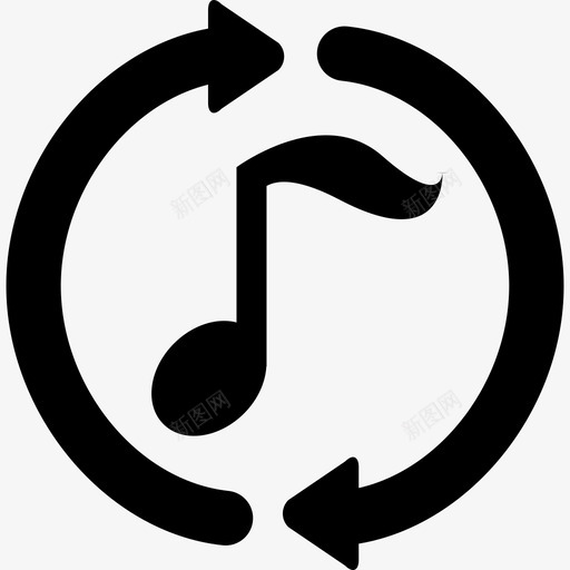 环绕环形箭头的音符音乐和声音1图标svg_新图网 https://ixintu.com 环绕环形箭头的音符 音乐和声音1