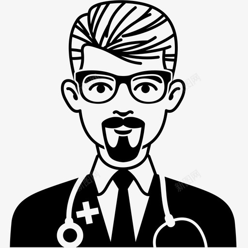 医生面部毛发医院图标svg_新图网 https://ixintu.com 人 医 医生 医院 听诊器 男 面部毛发