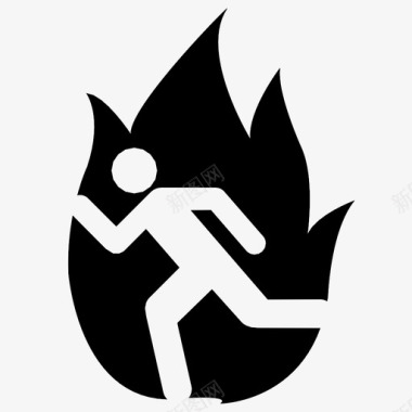 防火出口燃烧燃烧人图标图标