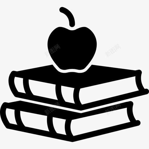 两本书上面有苹果教育教育精简版图标svg_新图网 https://ixintu.com 两本书上面有苹果 教育 教育精简版