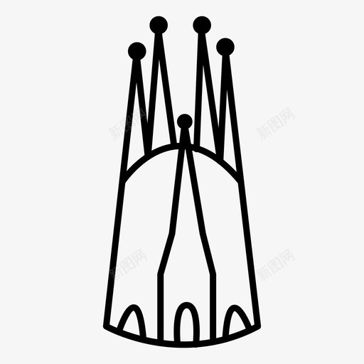 圣家堂巴塞罗那大教堂图标svg_新图网 https://ixintu.com 圣家堂 大教堂 巴塞罗那 纪念碑 西班牙 高迪