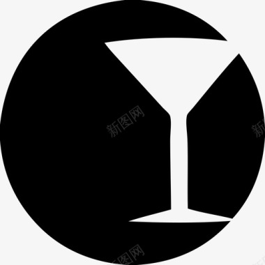 马提尼杯饮料圆形图标图标