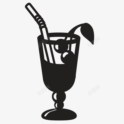 鸡尾酒果汁玻璃杯图标svg_新图网 https://ixintu.com 杯子 果汁 樱桃 玻璃杯 稻草 酒吧 酒精 饮料 鸡尾酒