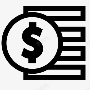 美元银行对账单硬币图标图标
