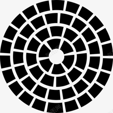 马赛克圆形立方体图标图标