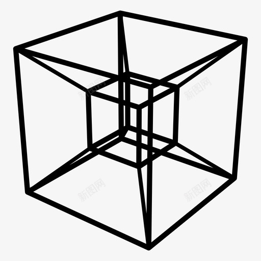 4d尺寸图标svg_新图网 https://ixintu.com 4d 体积 尺寸 形状 第四维 线框 细分 设计 超立方体