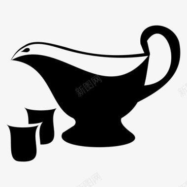 茶壶水罐肉汁船图标图标