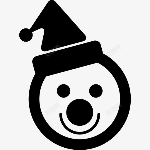 戴着帽子和小丑鼻子的雪人头圣诞节圣诞图标svg_新图网 https://ixintu.com 圣诞 圣诞节 戴着帽子和小丑鼻子的雪人头