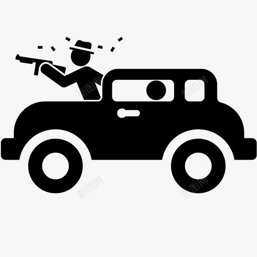 歹徒车辆运输图标svg_新图网 https://ixintu.com 射击 暴徒 武器 歹徒 汽车 犯罪 罪犯 路过 车辆 运输