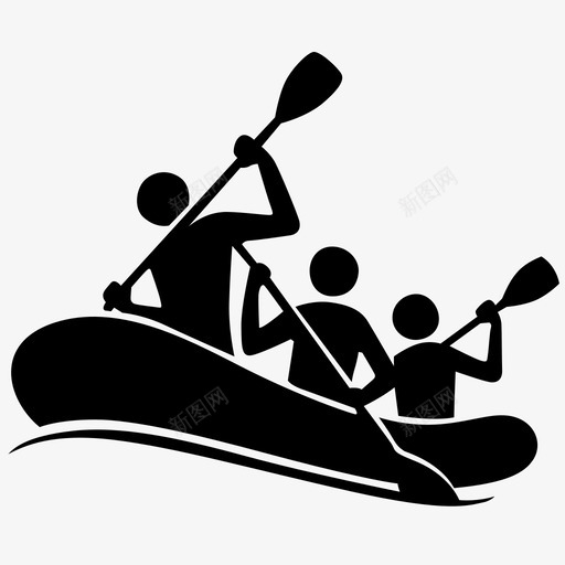 漂流团队河流图标svg_新图网 https://ixintu.com 人 划桨 团队 水 河流 漂流 独木舟 船 运动