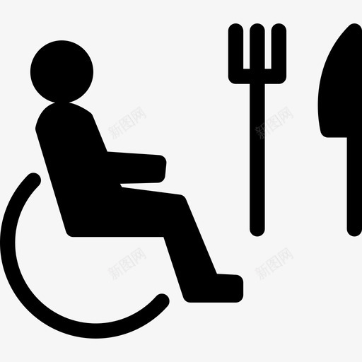 坐在轮椅上的人拿着叉子和刀子标志博物馆满满的图标svg_新图网 https://ixintu.com 博物馆满满的 坐在轮椅上的人拿着叉子和刀子 标志