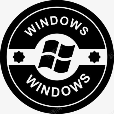 Windows操作系统徽章社交徽章复古社交徽章图标图标