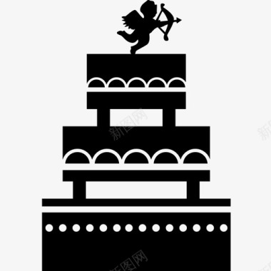婚礼蛋糕面包店丘比特图标图标