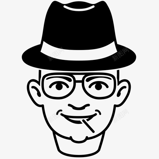 男牙签记者图标svg_新图网 https://ixintu.com 人 头 帽子 沃尔特·怀特 牙签 男 眼镜 脸 记者