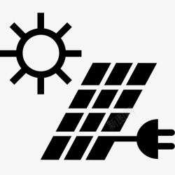阳光背景太阳能板多晶光伏电池电力图标高清图片
