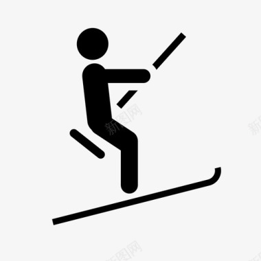 滑雪升降机椅子下坡山人图标图标