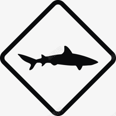 鲨鱼警告海洋危险水域图标图标