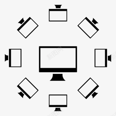 计算机网络监视器屏幕图标图标