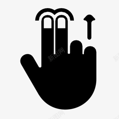 两个手指向上滑动箭头手势图标图标