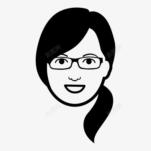 女人人头图标svg_新图网 https://ixintu.com 人 化身 头 女人 女孩 快乐 用户 眼镜 脸