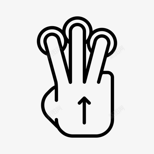 向上滑动手势手图标svg_新图网 https://ixintu.com 三个手指 向上滑动 手 手势 触摸 触摸屏