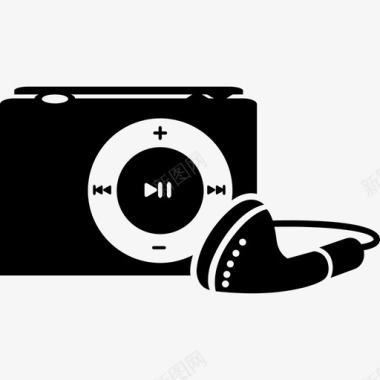 带耳机音乐音乐和声音的苹果Ipod Shuffle 2图标图标