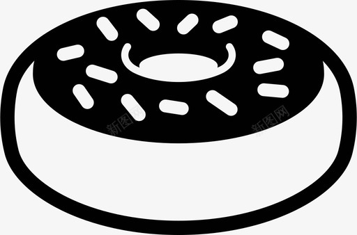 甜甜圈早餐巧克力圆筒形糖霜图标图标