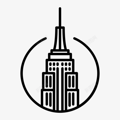 纽约城市帝国大厦图标svg_新图网 https://ixintu.com 地标 城市 塔楼 帝国大厦 摩天大楼 纽约