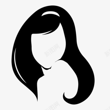 女孩女性头发图标图标